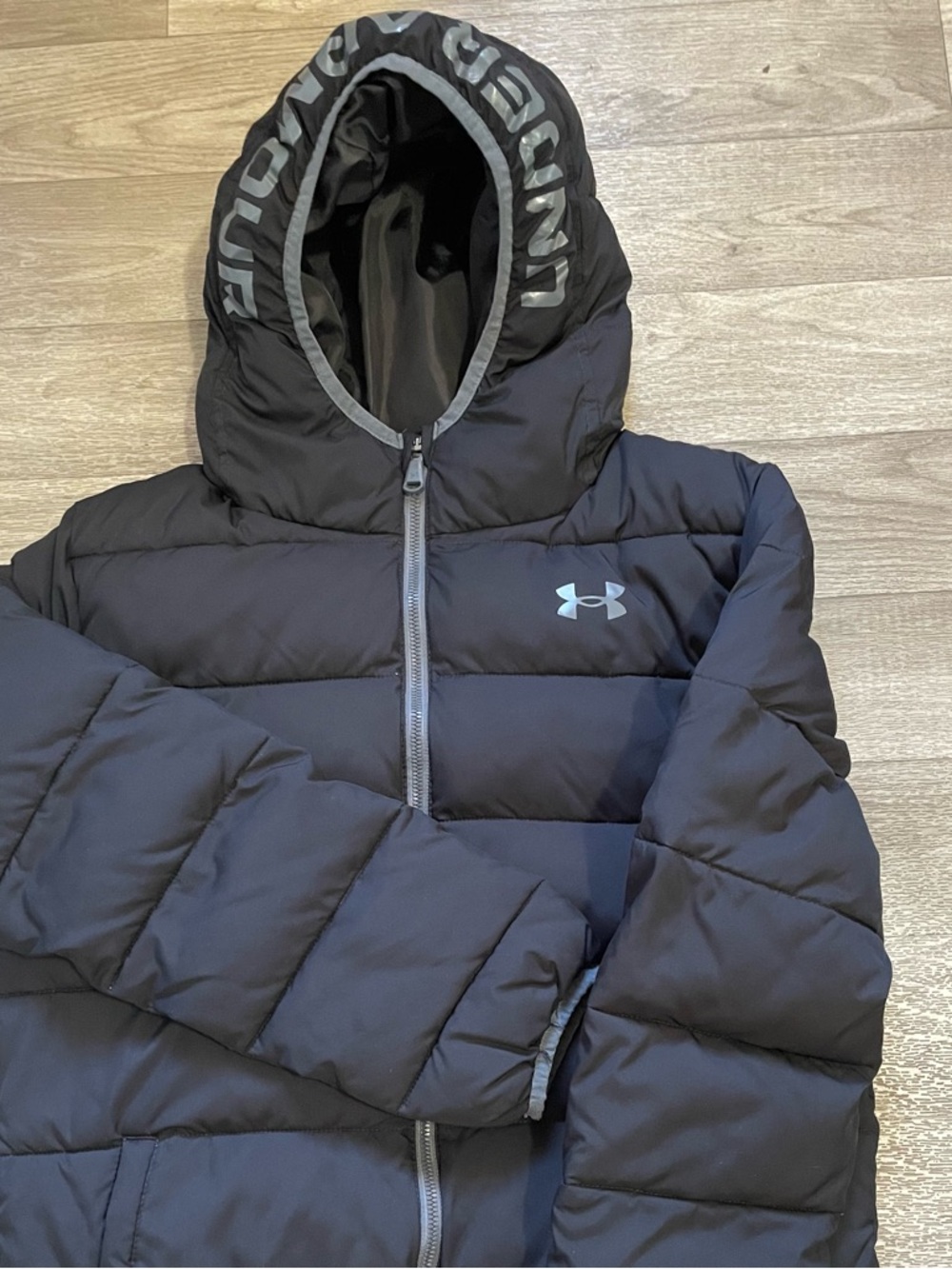 Under Armour Black Hooded Quilted Puffer Jacket - Picture 2 of 12